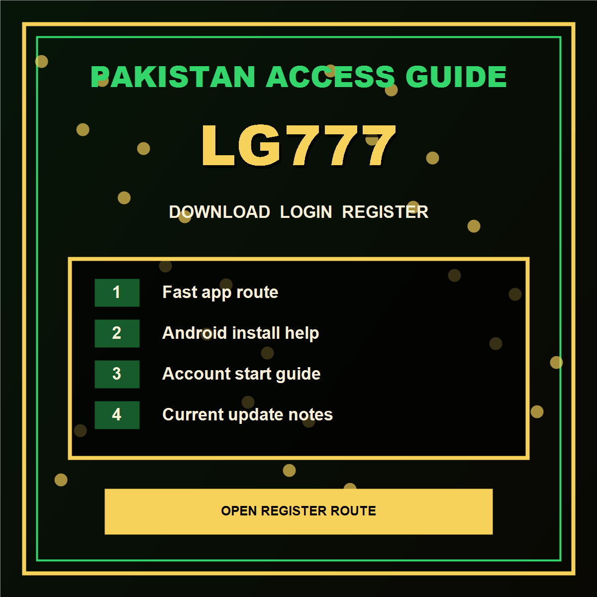 LG777 Pakistan download, login and register support visual
